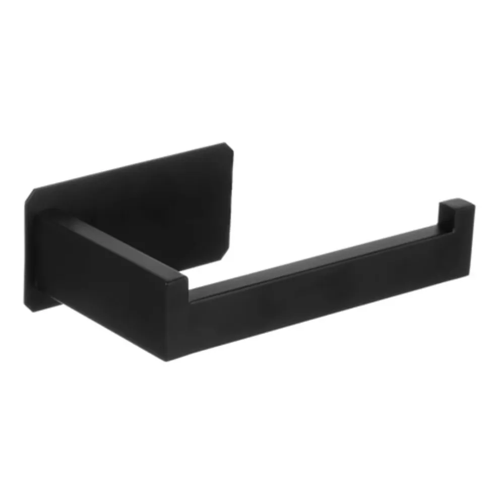 Porte-rouleau de papier toilette en acier inoxydable - Autocollant - Noir mat