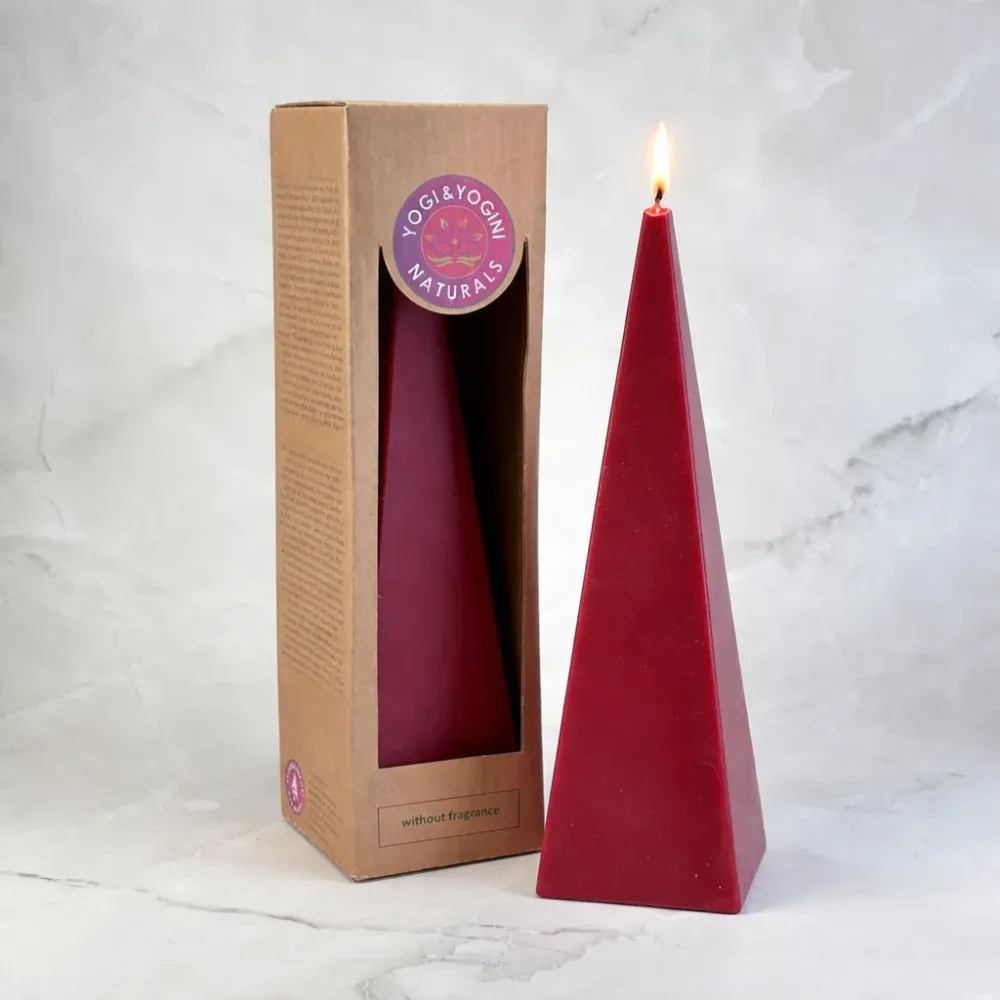 Bougie pyramide rouge - Passion & courage