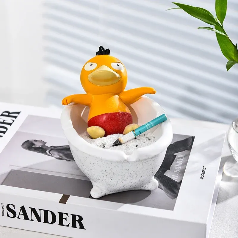 Miniso Cendrier Psyduck créatif, tendance, mignon et amusant, pour le bain, anti-cendres volantes, pratique pour le salon...