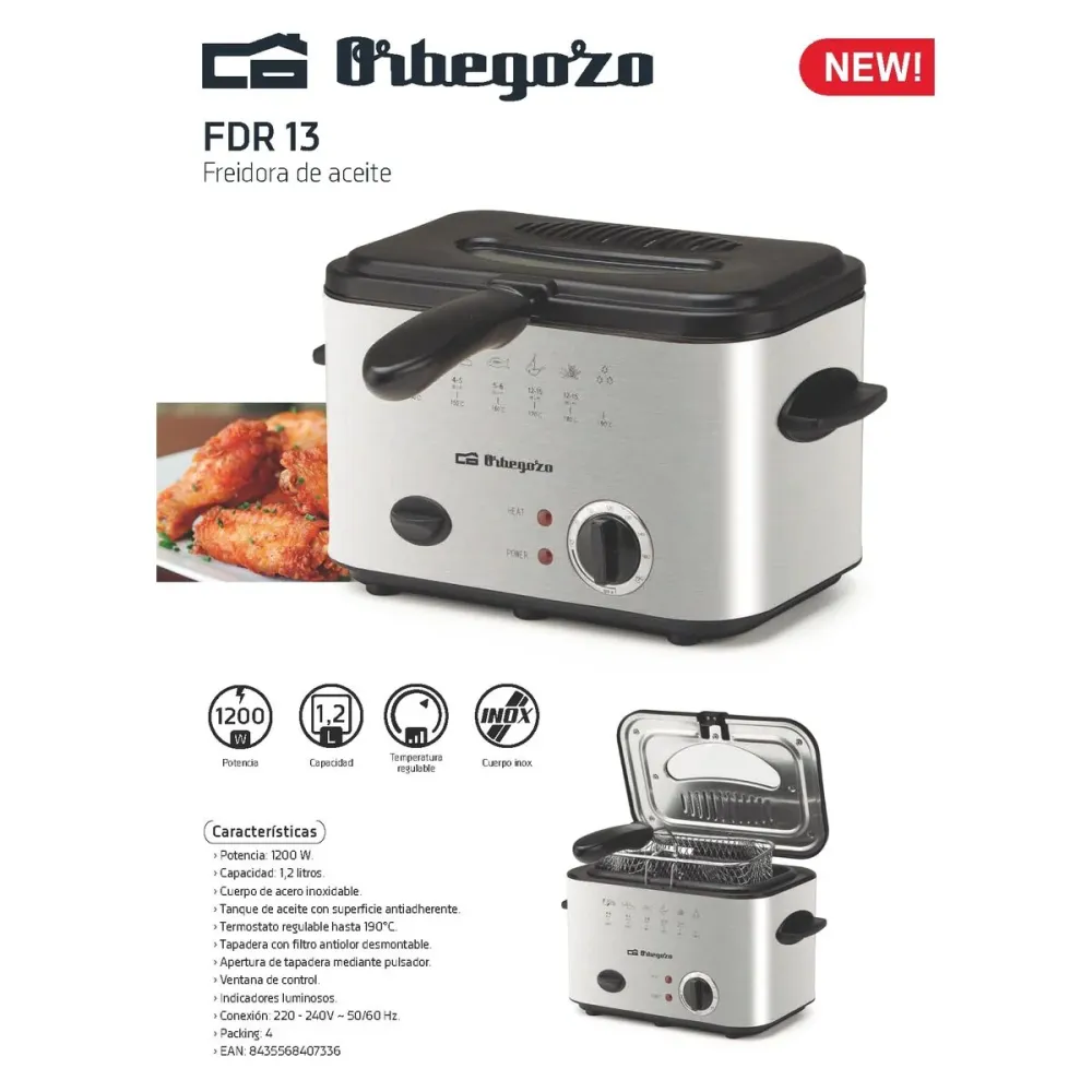 Friteuse Orbegozo FDR13 Acier 1200 W 1,2 L