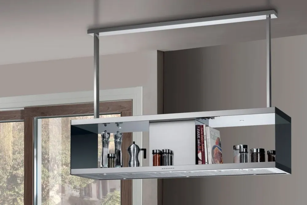 Modèle îlot Airone E-002-ROSSINI - 150 cm - acier inoxydable - moteur interne - recirculation