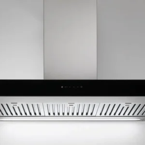 Modèle mural Airone W-001-GIGLI - 90 cm - acier inoxydable-verre noir - moteur interne