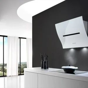 Modèle mural Airone W-003-BOHEME - 80 cm - acier inoxydable-verre blanc - moteur interne