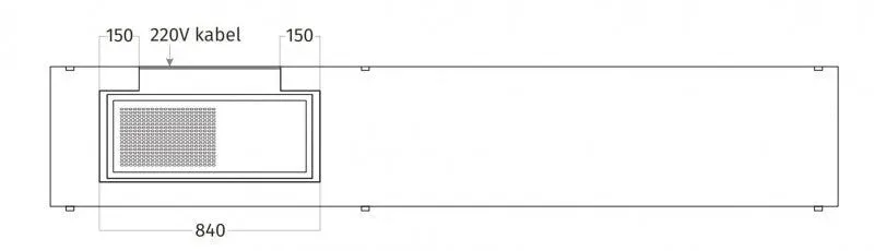 Wave 1055.02 FRAME gauche - Hotte aspirante murale 300 cm en acier inoxydable - moteur interne - éclairage LED