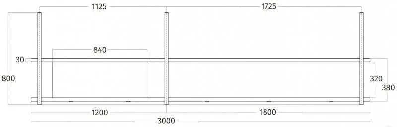 Wave 1055.02 FRAME gauche - Hotte aspirante murale 300 cm en acier inoxydable - moteur interne - éclairage LED