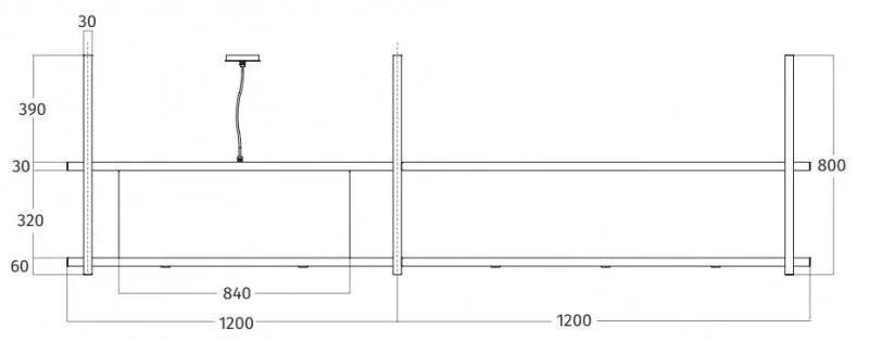 Wave 2055.20 CADRE gauche - Hotte aspirante îlot 240 cm noir - RAL 9017 mat - moteur interne - éclairage LED