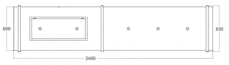 Wave 2055.20 CADRE gauche - Hotte aspirante îlot 240 cm noir - RAL 9017 mat - moteur interne - éclairage LED