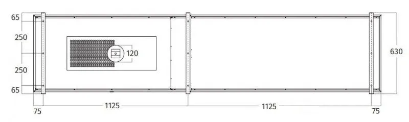 Wave 2055.20 CADRE gauche - Hotte aspirante îlot 240 cm noir - RAL 9017 mat - moteur interne - éclairage LED