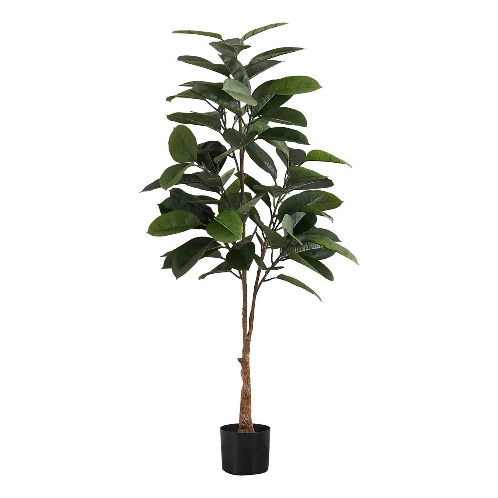 Haute Qualité Arbre Hévé artificiel d’intérieur en pot, 52'' (feuillage noir