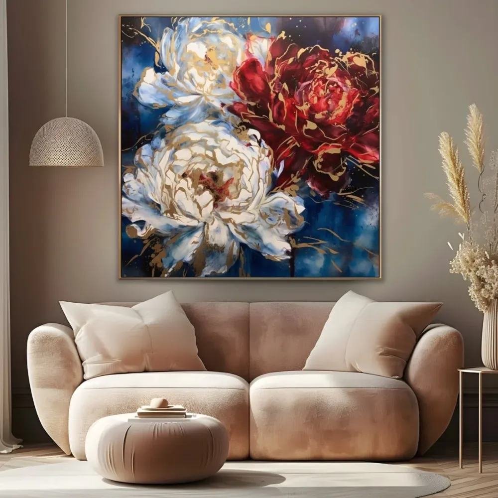Pivoine sur bleu OGC