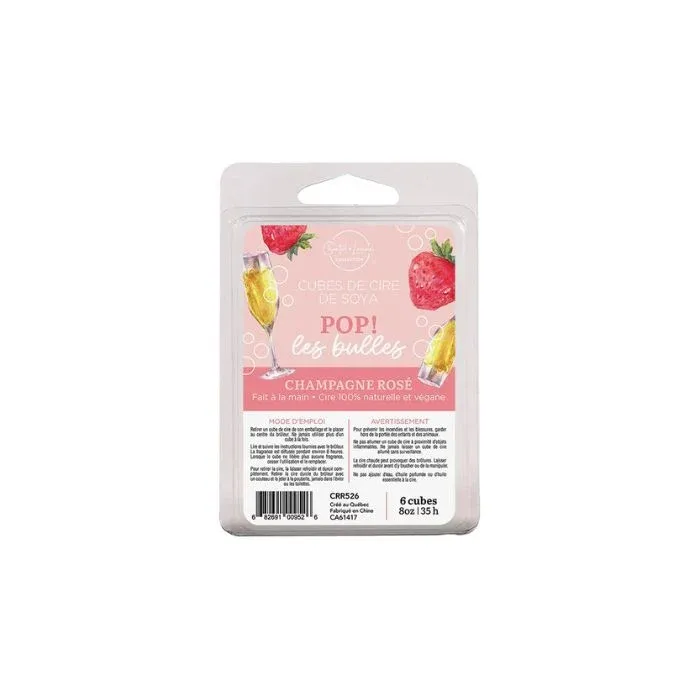 Cube de cire de soya Chantal Lacroix 8 oz champagne rosé (paquet de 6)