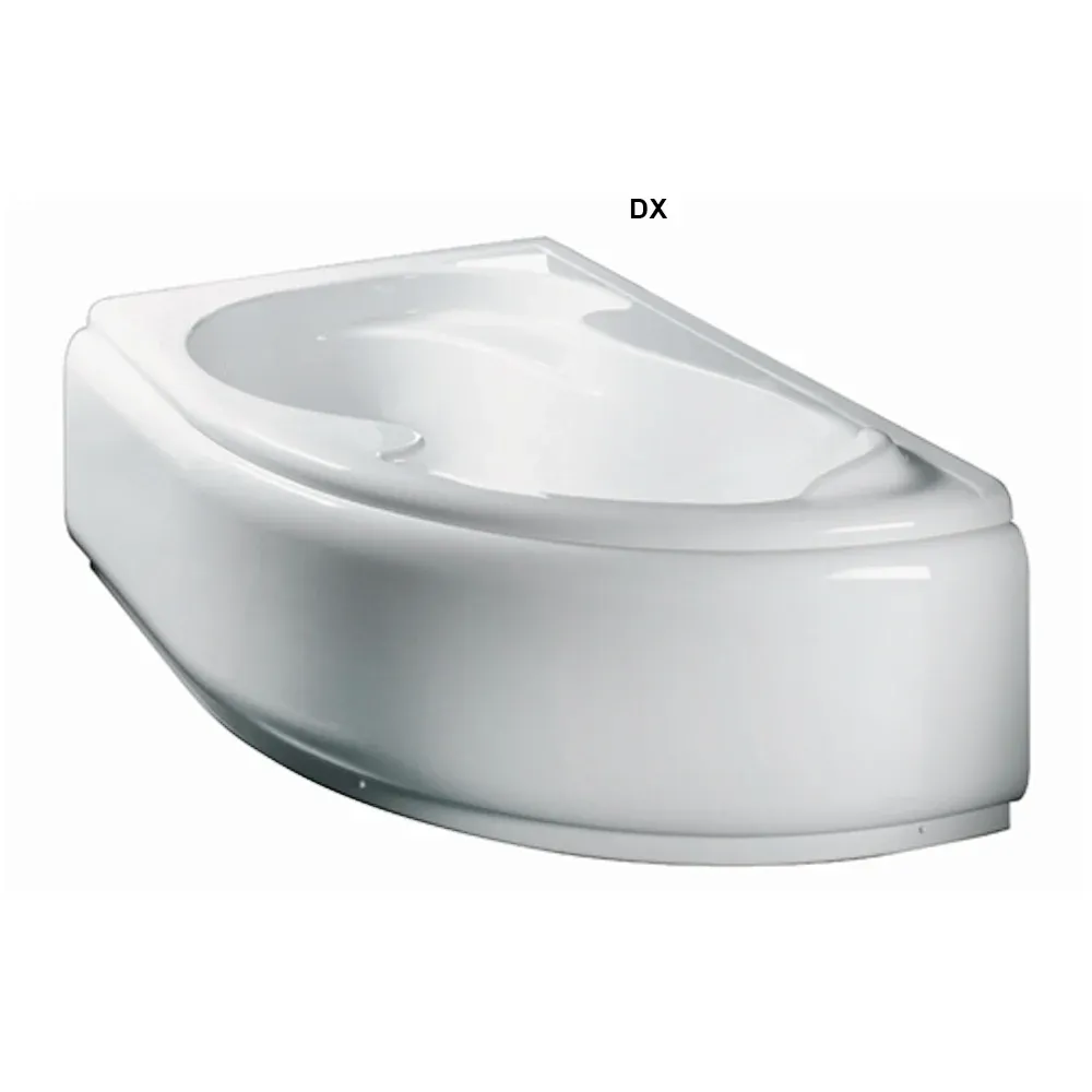 Baignoire asymétrique modèle Grace en acrylique et ABS cm 150x100 - Version droite en acier inoxydable
