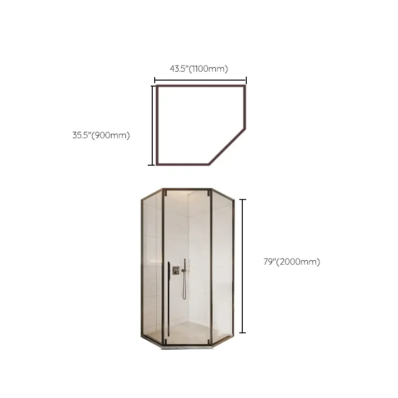 Cabine de douche contemporaine Néo-Angle Semi-Frame Clear Cabine de douche Clearhalo
