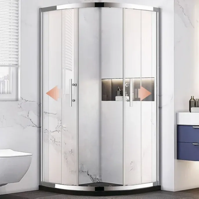 Cabine de douche coulissante ronde double gâchée par cadre d'acier inoxydable Clearhalo