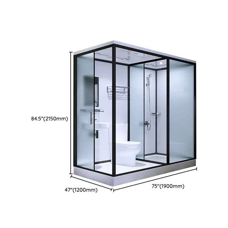 Cabine de douche moderne en verre trempé avec porte-serviettes, cabine de douche coulissante simple Clearhalo