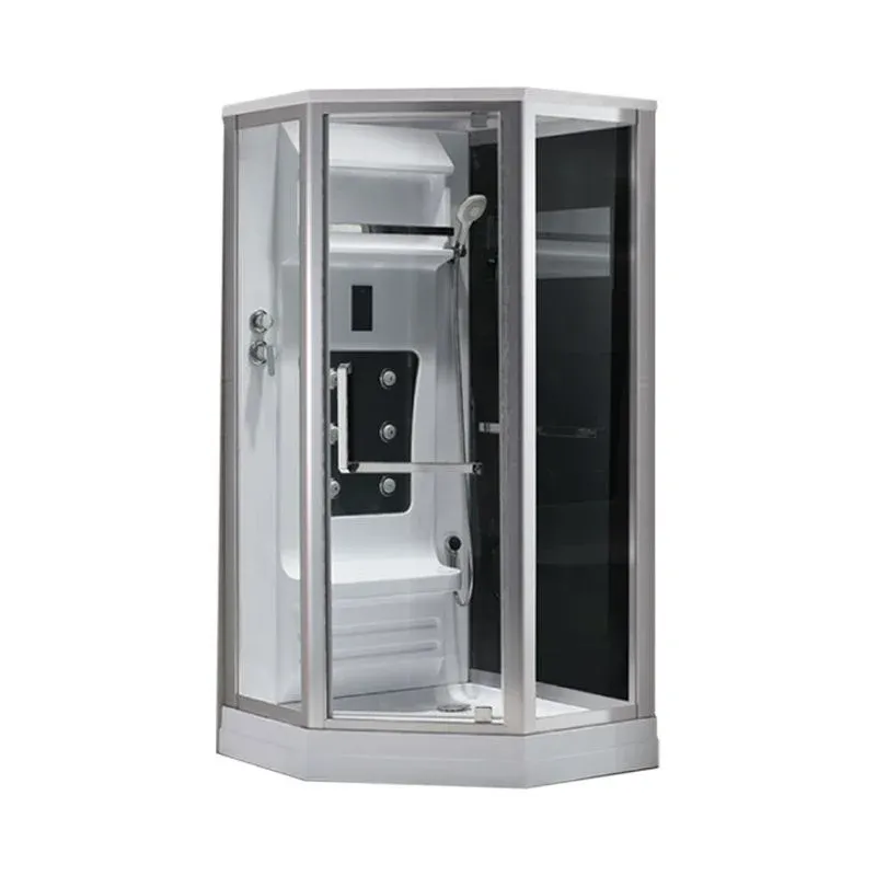 Cabine de douche néo-angle Cabine de douche en verre trempé transparent avec plancher de douche Clearhalo