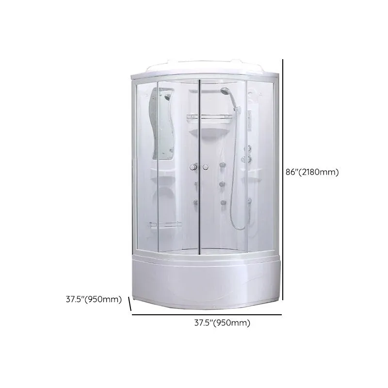 Cabine de douche néo-ronde Cabine de douche en verre trempé blanc avec poignées de porte Clearhalo