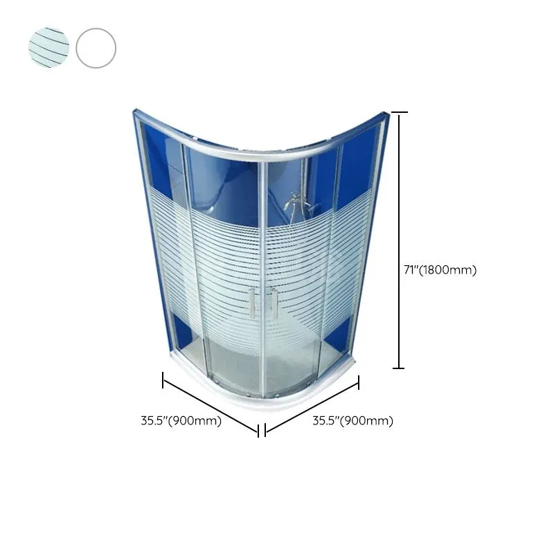 Cabine de douche ronde en verre trempé à double porte coulissante Clearhalo