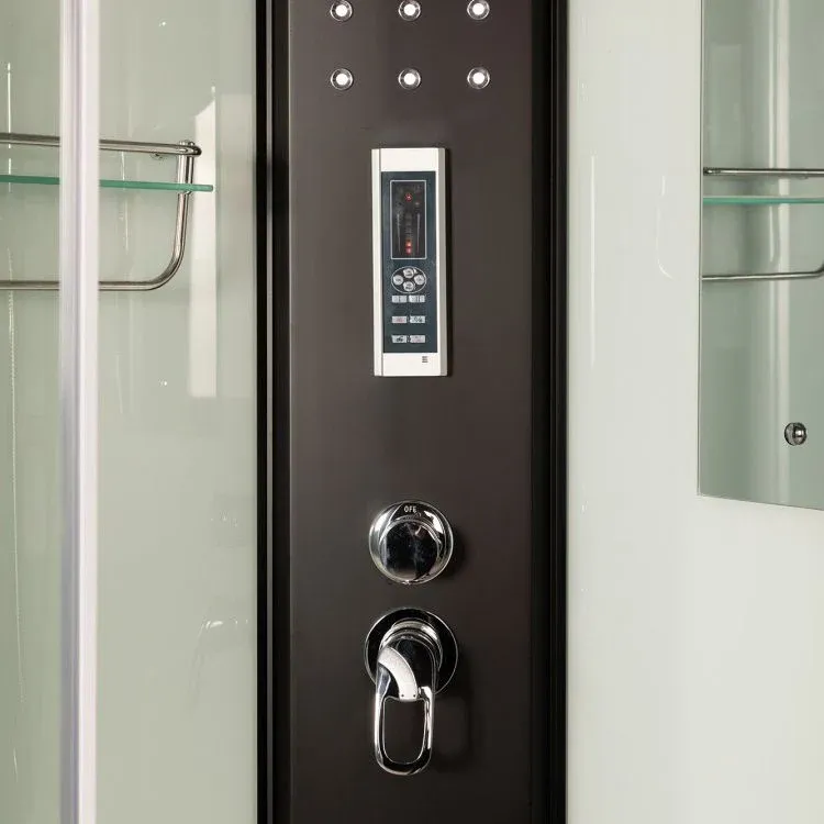 Cabine de douche en verre trempé, cabine de douche à double porte coulissante noire Clearhalo
