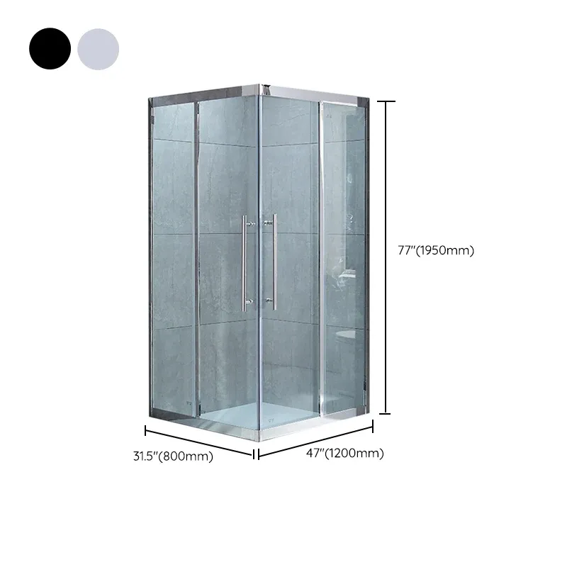 Double cabine de douche d'angle coulissante encadrée par une cabine de douche en verre trempé Clearhalo