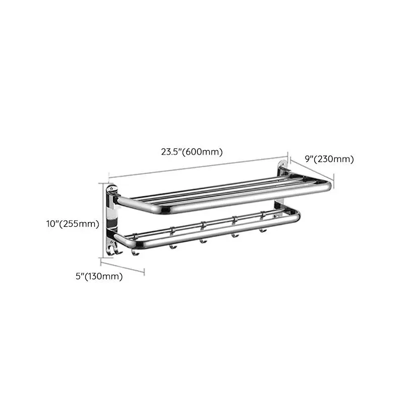 Ensemble d'accessoires de salle de bain, barre à serviettes moderne en acier inoxydable, étagère de bain Clearhalo