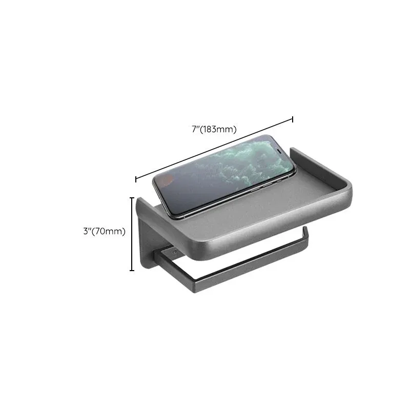 Ensemble d'accessoires de salle de bain gris mat, étagère de bain, barre à serviettes et porte-papier inclus Clearhalo