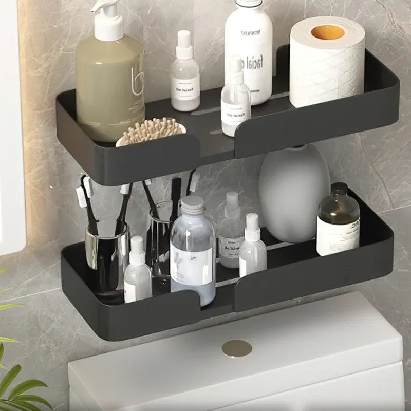 Ensemble d'accessoires de salle de bain 2/3 pièces avec étagère de bain rectangulaire moderne Clearhalo