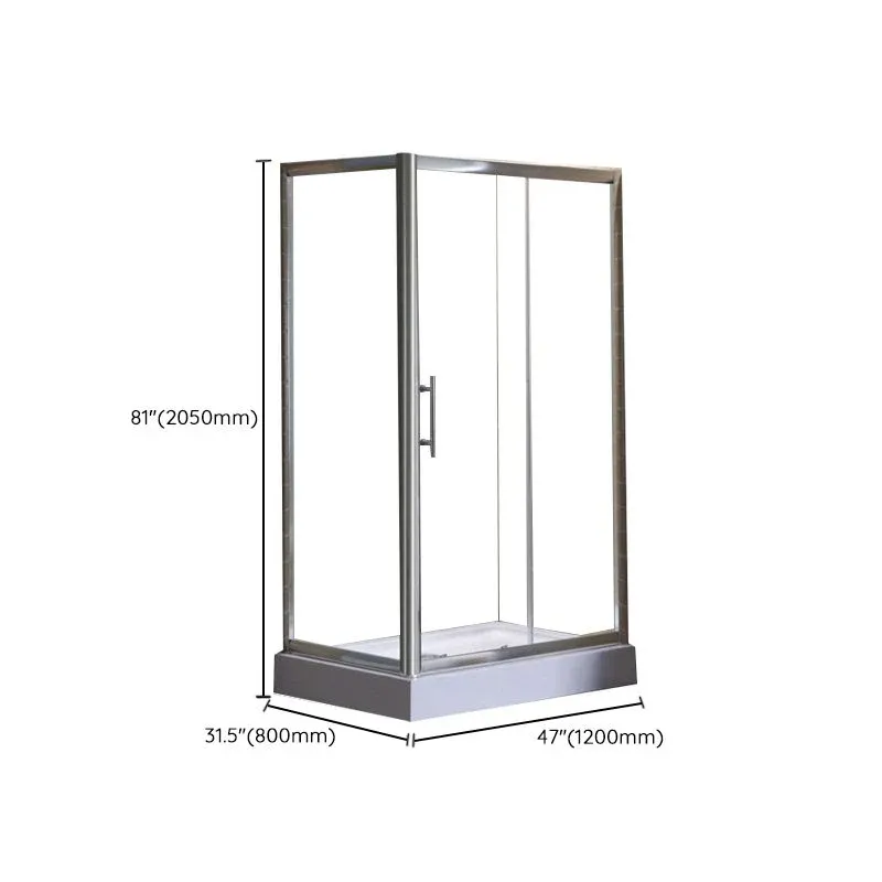 Ensemble de douche en verre trempé d'angle Ensemble de douche semi-sans cadre argenté Clearhalo
