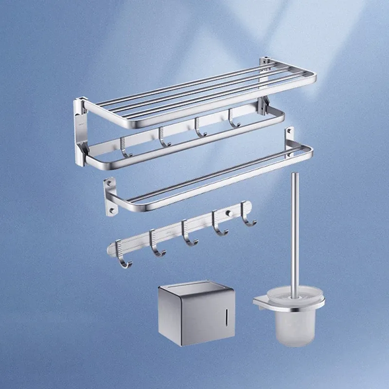 Ensemble de matériel de salle de bain argenté, accessoire de salle de bain moderne, individuel ou en ensemble Clearhalo