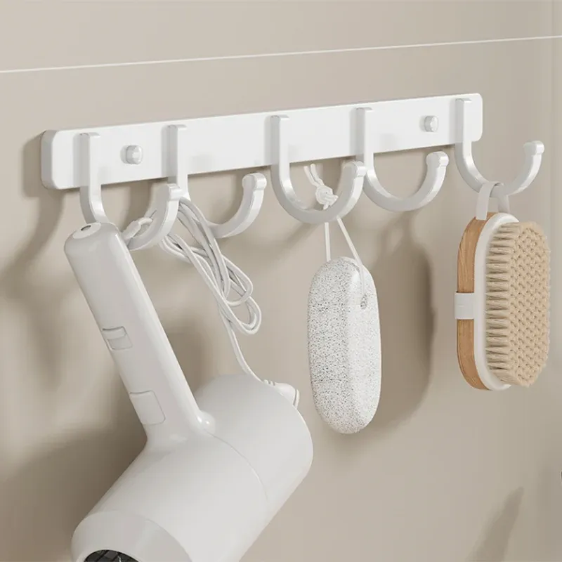 Ensemble de matériel de salle de bain contemporain en blanc avec étagère de bain/barre à serviettes/porte-papier Clearhalo
