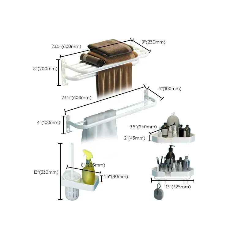 Ensemble de matériel de salle de bain moderne, Kit d'accessoires de salle de bain en métal blanc Clearhalo