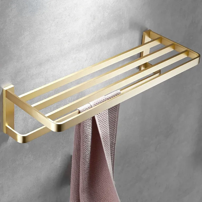 Ensemble de matériel de salle de bains en laiton brossé, Kit d'accessoires de salle de bains rétro doré Clearhalo