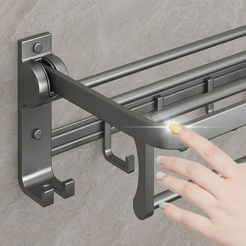 Ensemble de matériel de salle de bains moderne, Kit d'accessoires de salle de bains en métal gris antirouille Clearhalo