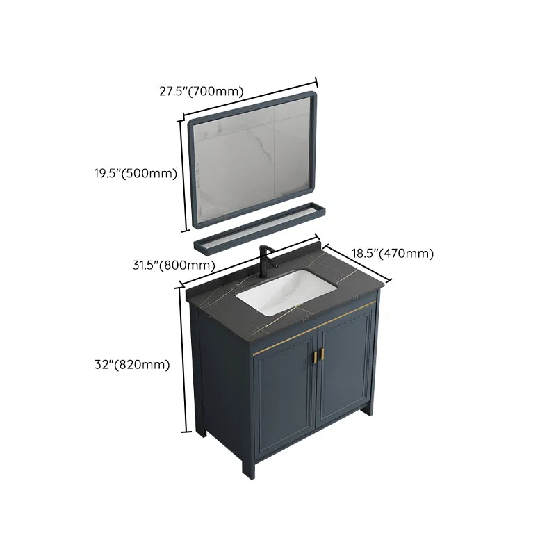 Ensemble de meuble-lavabo autoportant avec base en métal Glam et lavabo simple Clearhalo