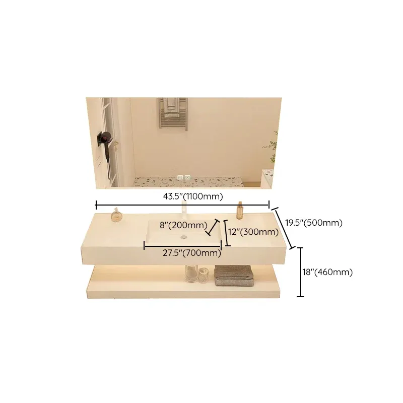 Ensemble de meuble-lavabo mural avec miroir de lavabo créatif, blanc Clearhalo