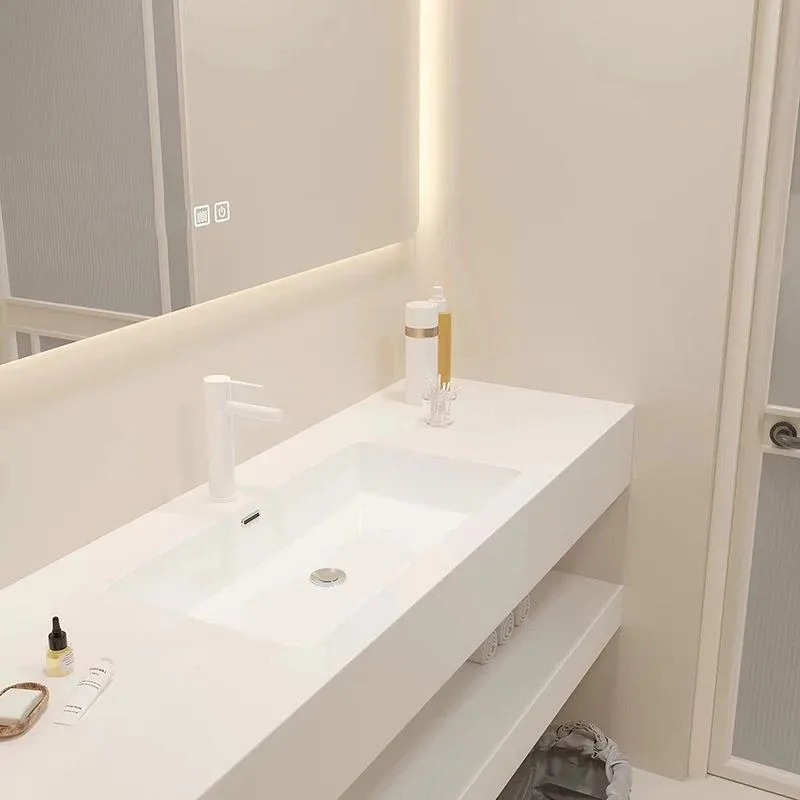 Ensemble de meuble-lavabo mural avec miroir de lavabo créatif, blanc Clearhalo