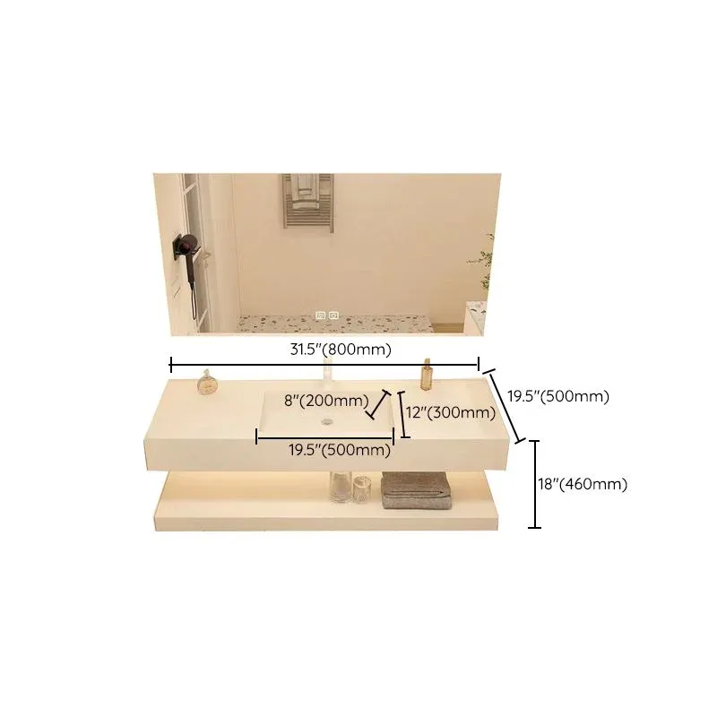 Ensemble de meuble-lavabo mural avec miroir de lavabo créatif, blanc Clearhalo