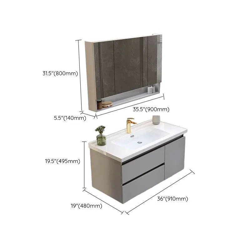Ensemble de meuble-lavabo mural inclus avec robinet miroir Clearhalo