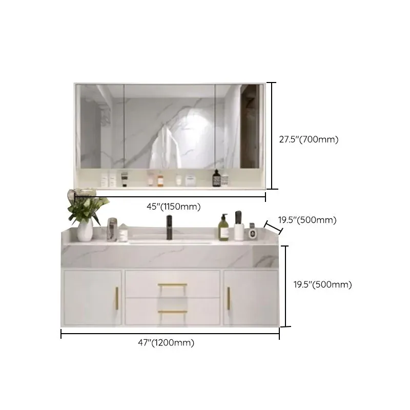 Ensemble de meuble-lavabo de salle de bain, miroir mural à lavabo simple, tiroirs inclus, meuble-lavabo de salle de bain C...