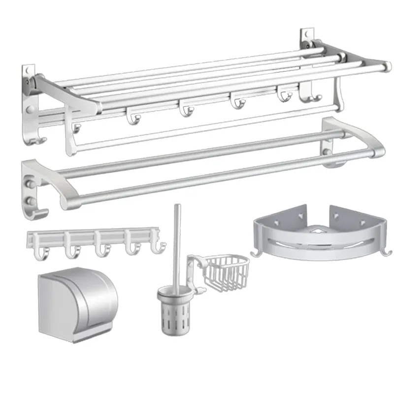 Ensemble de quincaillerie d'accessoires de salle de bains modernes, Kit d'accessoires de salle de bains en argent Clearhalo