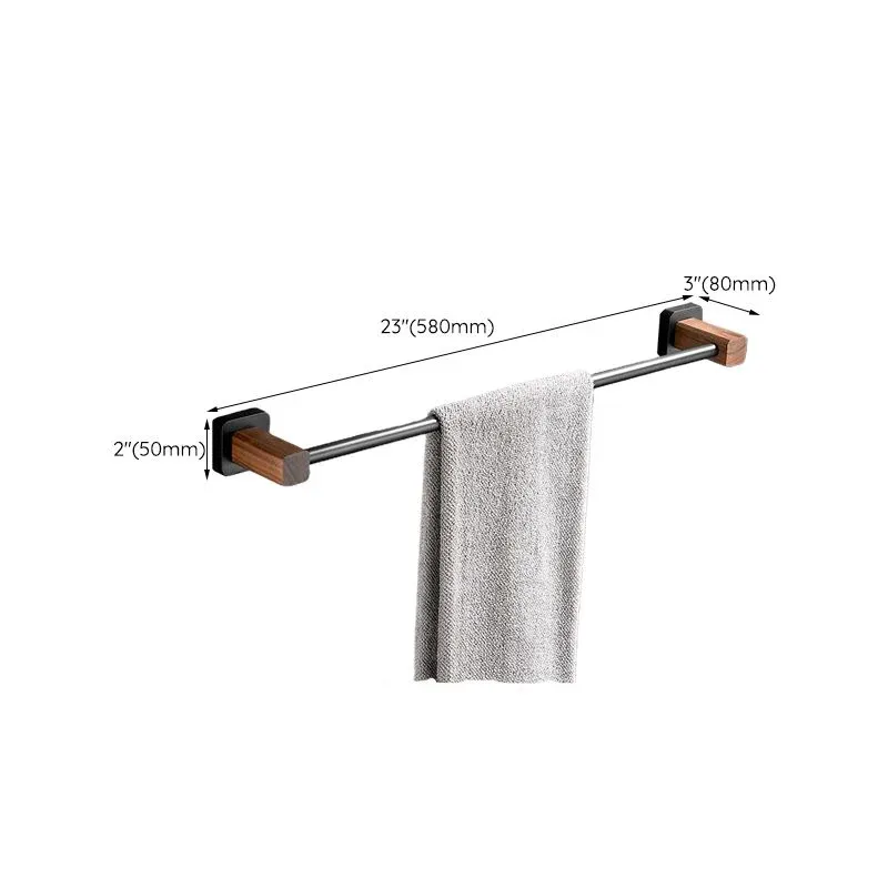 Ensemble de quincaillerie de salle de bain en bois et aluminium, Kit d'accessoires de salle de bain marron Clearhalo