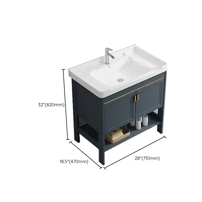 Ensemble de vanité autoportant, lavabo en céramique, robinet de tiroir avec miroir Clearhalo