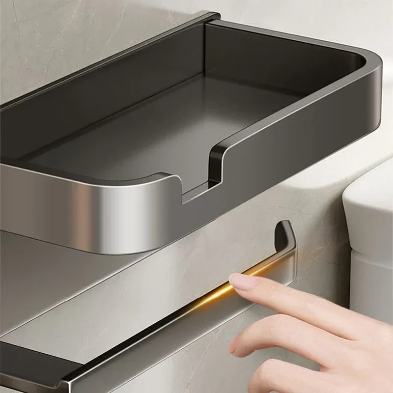 Kit d'accessoires de salle de bain simple en aluminium de style moderne, porte-papier Clearhalo