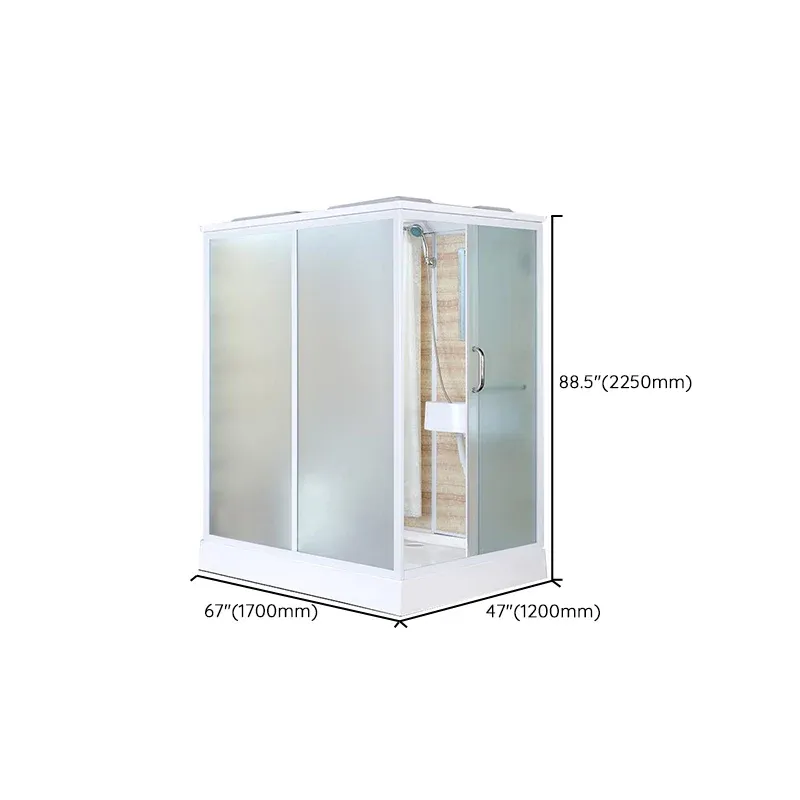 Kit de douche rectangulaire coulissant simple avec cadre de cabine de douche blanche Clearhalo