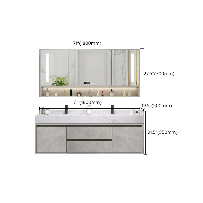 Lavabo inclus Meuble-lavabo de salle de bain mural avec miroir de robinet Clearhalo