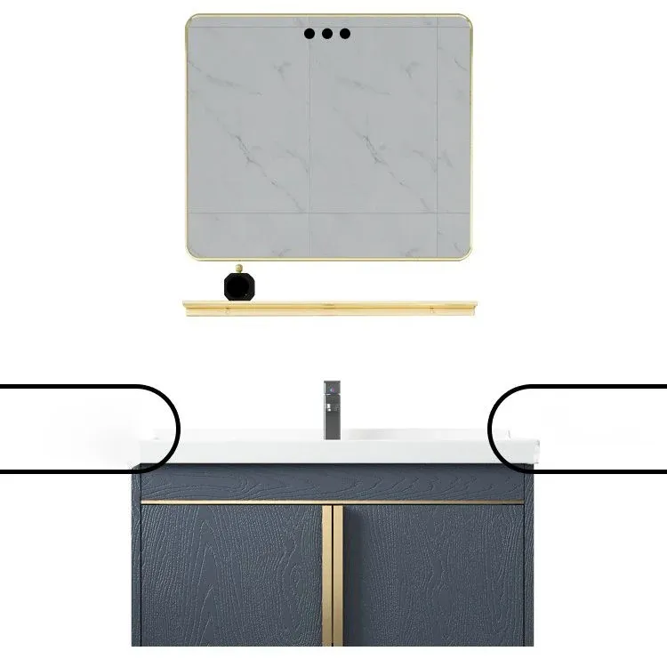 Meuble-lavabo mural contemporain avec miroir et étagère de rangement pour salle de bain Clearhalo