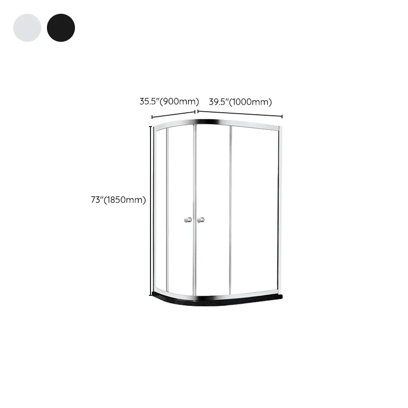 Porte de bain-douche à cadre, portes de douche coulissantes doubles transparentes noires Clearhalo