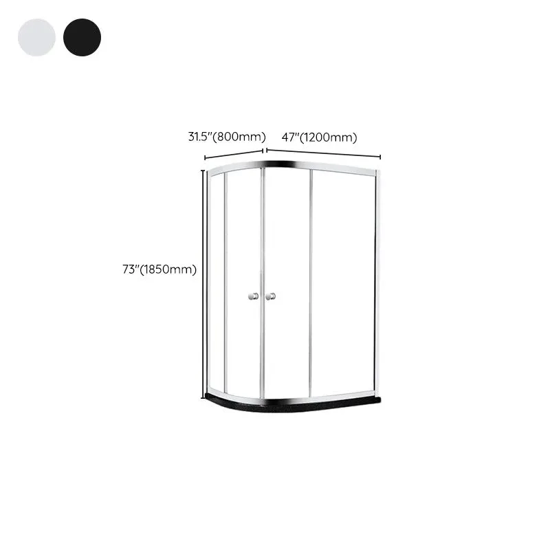 Porte de bain-douche à cadre, portes de douche coulissantes doubles transparentes noires Clearhalo