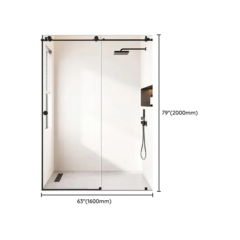 Porte de douche pivotante transparente, portes de douche semi-sans cadre trempées Clearhalo