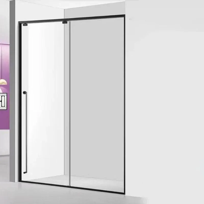 Porte de douche semi-sans cadre coulissante simple, grise, porte de bain-douche transparente Clearhalo